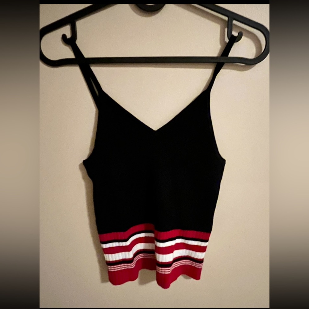 Guess Navy and Red Striped Women's-Crop Top-NWOT